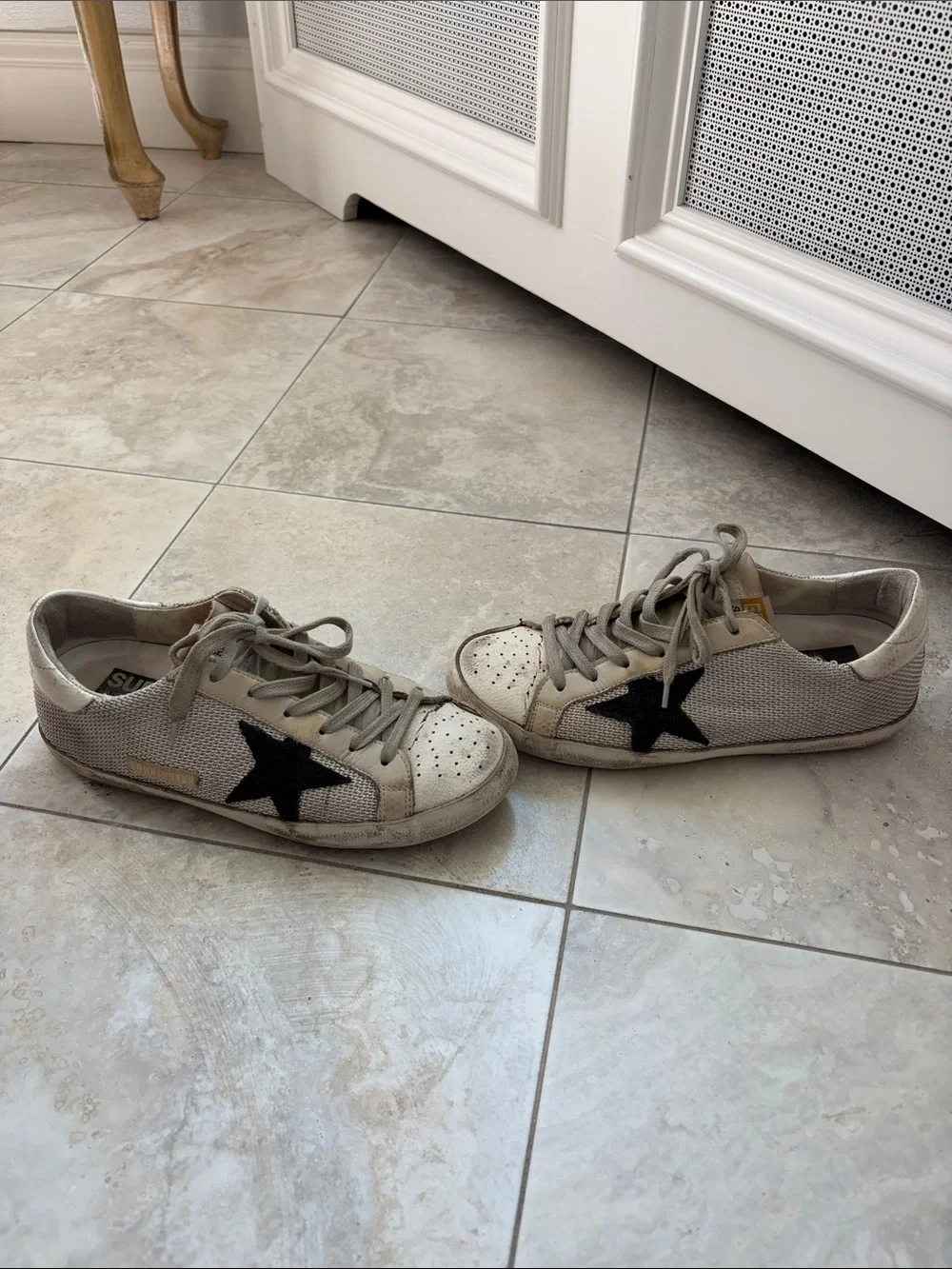 Golden Goose White Sneakers with Black Star Accent